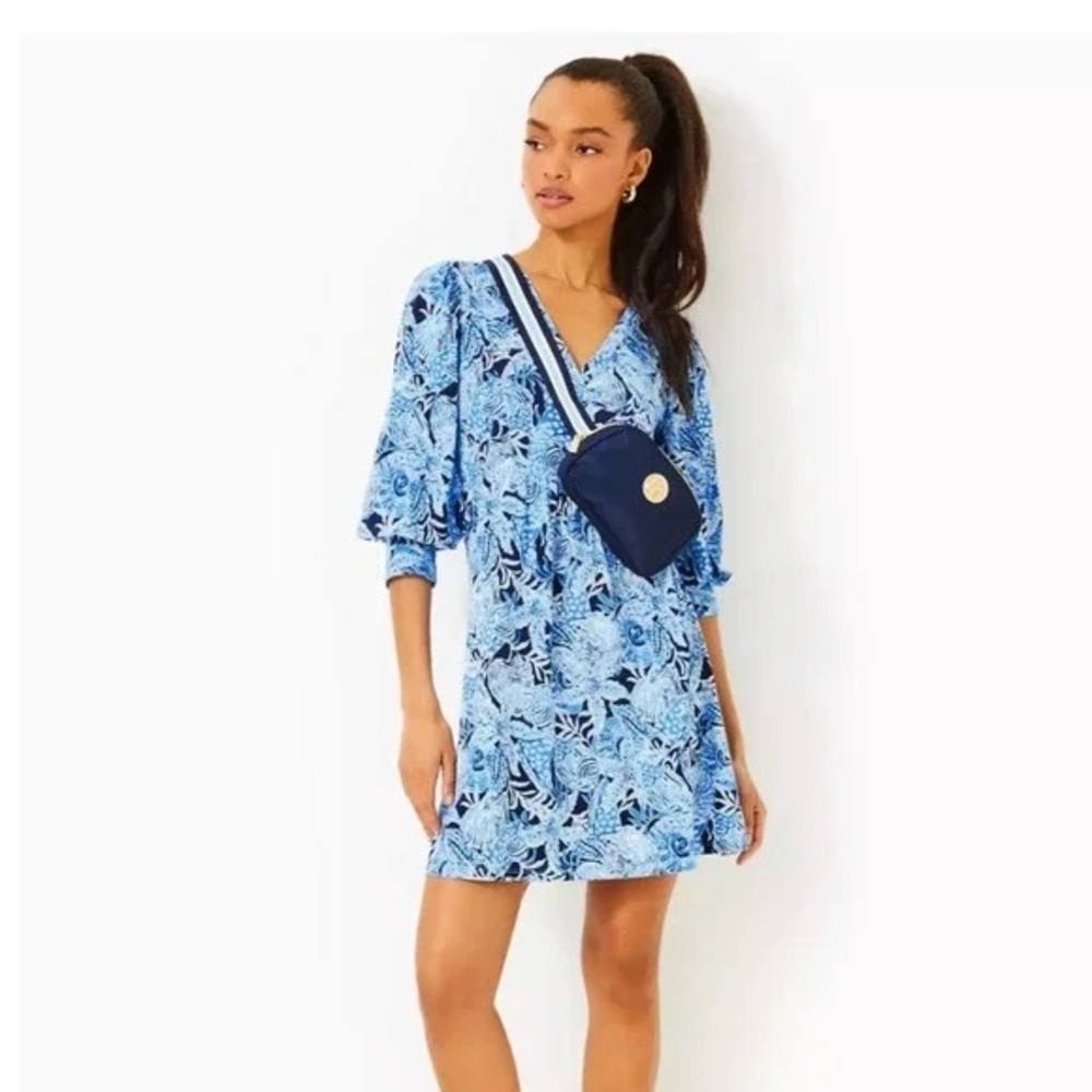 Lilly Pulitzer Women’s Cass Dress in Bonaire Blue Coastal Constellation, Size XS - Picture 2 of 12
